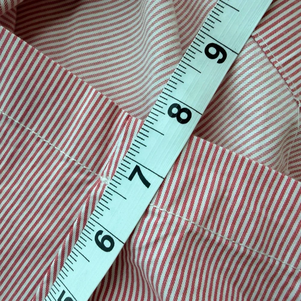 Peter Millar Seersucker Shorts Size 35 Pink/Red White Striped Flat Front Mens